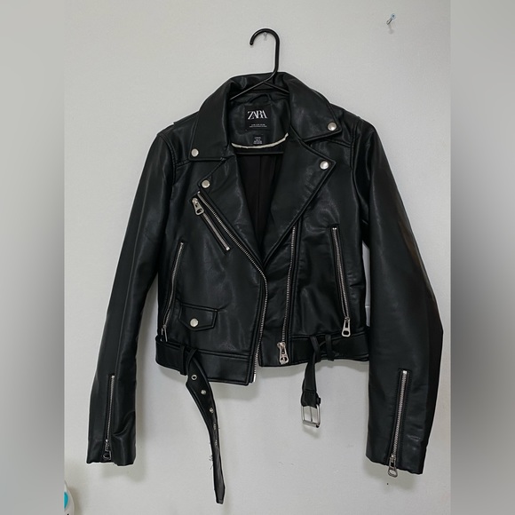 NWOT Zara Faux Leather Moto Jacket - Picture 1 of 8